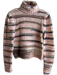 A.L.C. Size XS Cream, Pink & Black Wool Blend Turtle Neck Stripes Sweater Cream, Pink & Black / XS