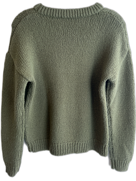 Tibi Size XS Green & Black Wool Crew Neck Ribbed Detail arrows Pull Over Sweater Green & Black / XS