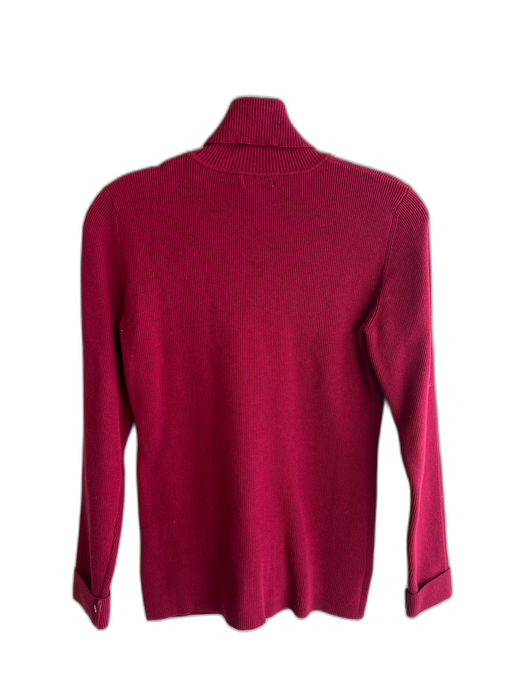 Orvis Size Small Cranberry Cotton Blend Turtle Neck Long Sleeve Ribbed Sweater Cranberry / Small
