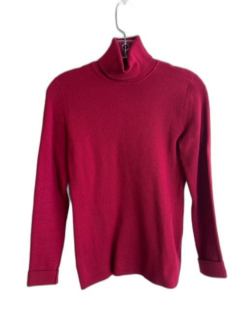 Orvis Size Small Cranberry Cotton Blend Turtle Neck Long Sleeve Ribbed Sweater Cranberry / Small