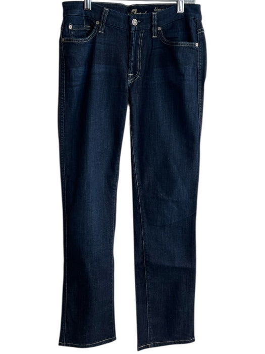 7 For All Mankind Size 28 Blue Cotton Blend Denim Dark Wash Straight Leg Jeans Blue / 28