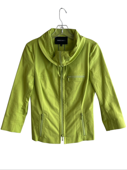 Lafayette 148 Size 2 Green Cotton & Elastane 2-Way Zipper 3/4 Sleeve Jacket Green / 2