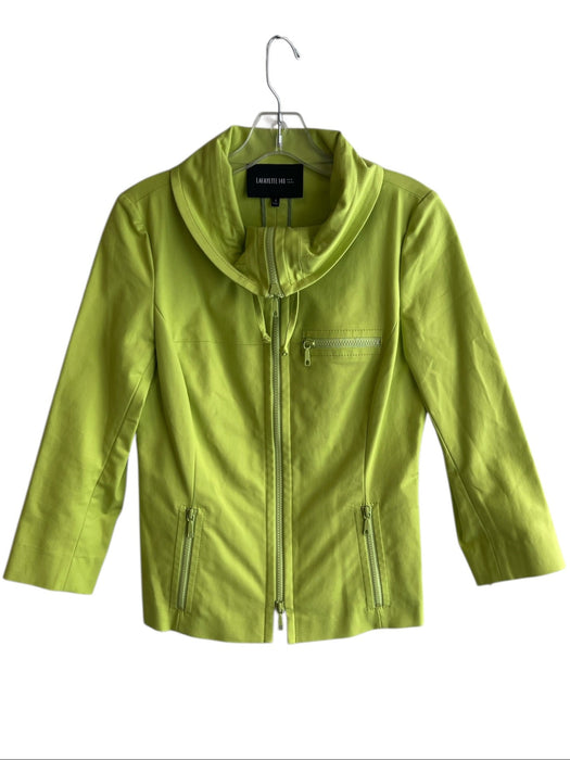Lafayette 148 Size 2 Green Cotton & Elastane 2-Way Zipper 3/4 Sleeve Jacket Green / 2