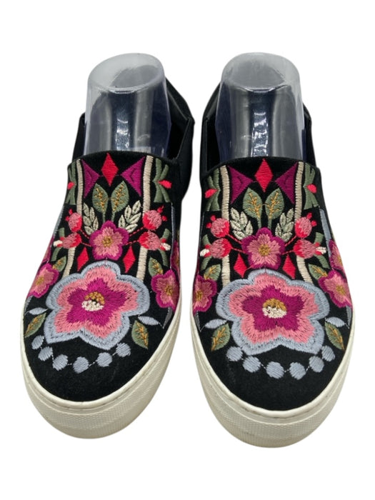 Johnny Was Shoe Size 9 Black & Multi embroidered Floral Platform Slip On Shoes Black & Multi / 9