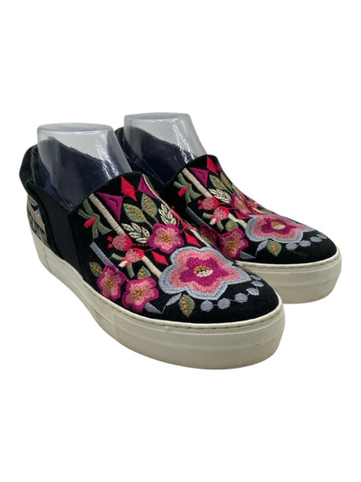 Johnny Was Shoe Size 9 Black & Multi embroidered Floral Platform Slip On Shoes Black & Multi / 9