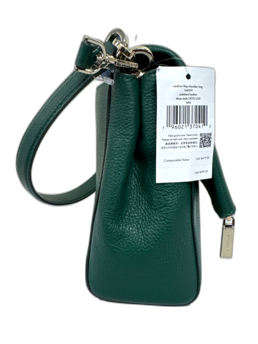 Kate Spade Deep Green Leather Pebbled Magnetic Clasp Crossbody Zip Close Bag Deep Green / M