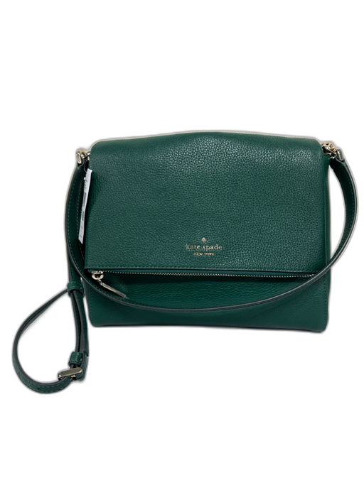 Kate Spade Deep Green Leather Pebbled Magnetic Clasp Crossbody Zip Close Bag Deep Green / M