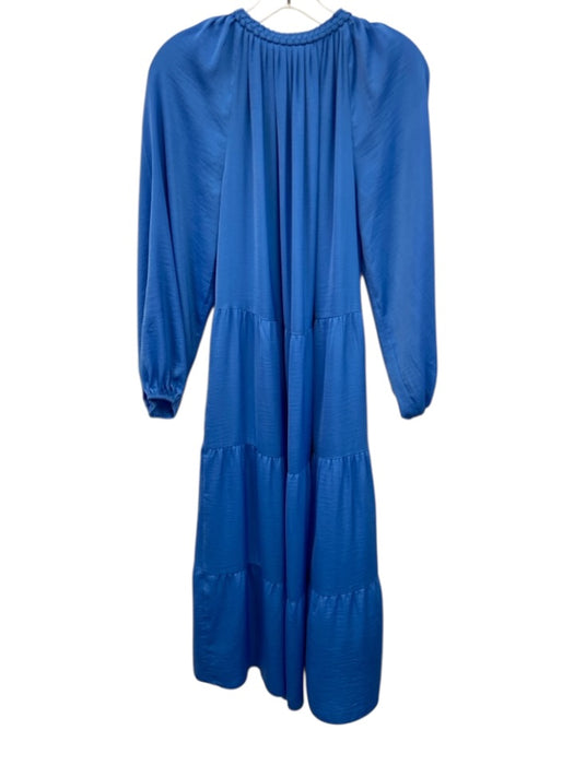 Kobi Halperin Size M Blue Polyester Satin Tie Neck Long Balloon Sleeve Dress Blue / M