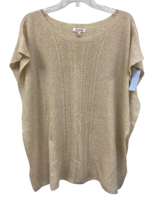 Johnny Was Size M/L Cream Cashmere & Linen Knit Open Sides Tunic Poncho Sweater Cream / M/L