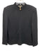St John Basics Size 12 Black Wool Blend Knit Scalloped Edge Mock Neck Zip Jacket Black / 12