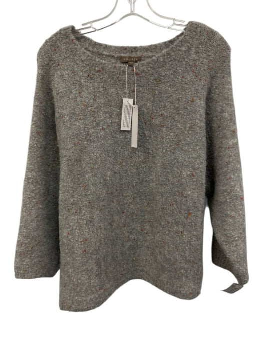 Lilla P Size L Gray, Red, Yellow Acrylic & Wool 3/4 Sleeve Sweater Gray, Red, Yellow / L