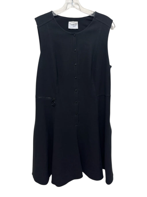 Akris Punto Size Est M Black No Fabric Tag Sleeveless Clasp Buttons Dress Black / Est M