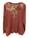 Johnny Was Size M Pink & Cream Cotton Waffle Embroidered Flowers Raw Edge Top Pink & Cream / M
