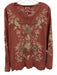 Johnny Was Size M Pink & Cream Cotton Waffle Embroidered Flowers Raw Edge Top Pink & Cream / M