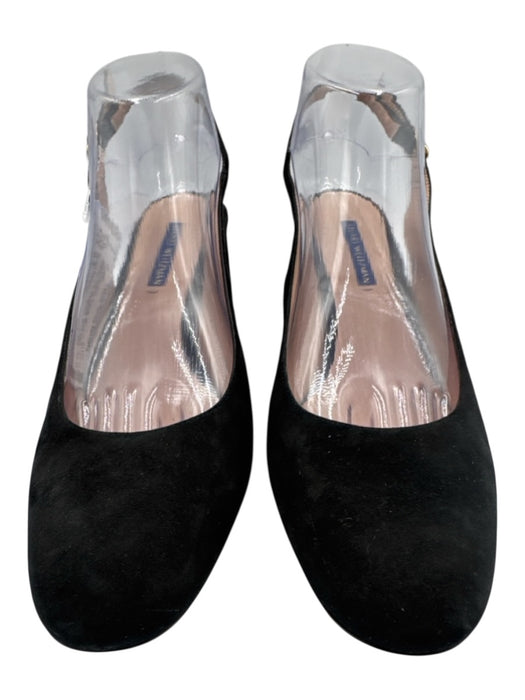 Stuart Weitzman Shoe Size 9.5 Black Leather Suede Block Heel Almond Toe Pumps Black / 9.5