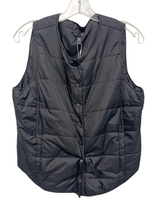 Eileen Fisher Size M Dark Gray Nylon Sleeveless Quilted Polyester Fill Vest Dark Gray / M