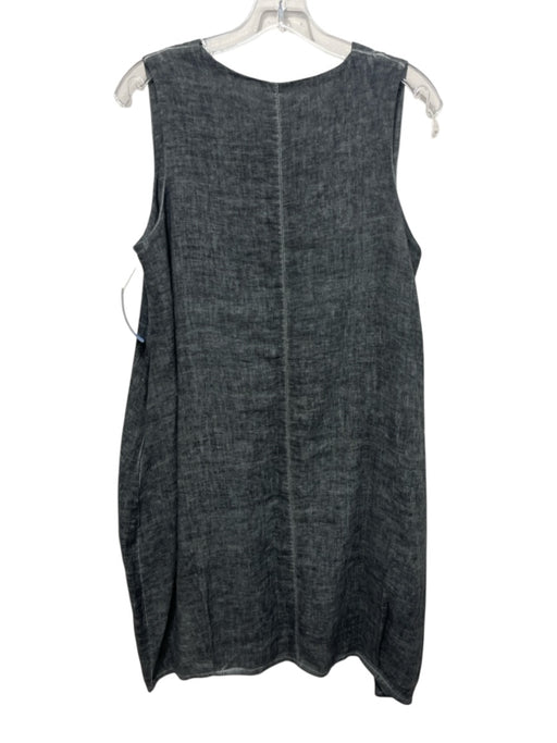 Inizio Size L Grey Linen V Neck Sleeveless Mini Dress Grey / L