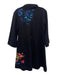 JW Los Angeles Size Medium Black & Multi Cotton 3/4 Sleeve Button Front Jacket Black & Multi / Medium
