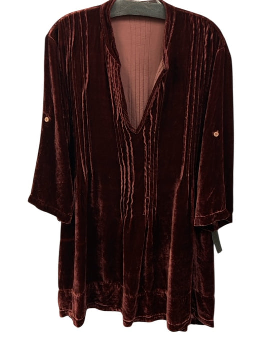 CP Shades Size Small Maroon Red Rayon Blend Long Sleeve Velvet Pintuck Dress Maroon Red / Small