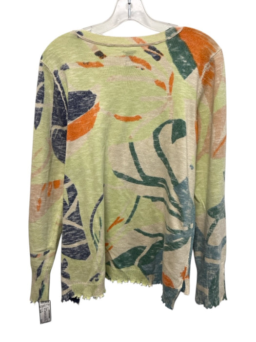 Nic + Zoe Size Large Orange, Green, Blue Cotton Blend Long Sleeve Sweater Orange, Green, Blue / Large