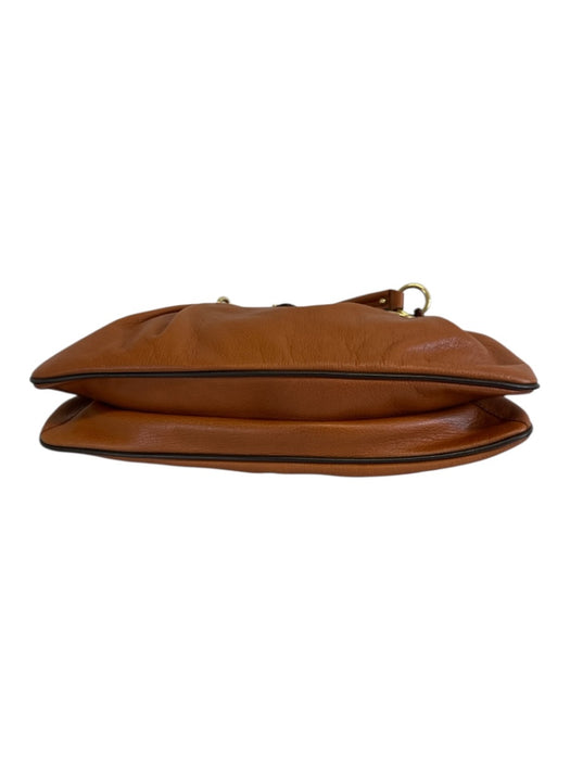 Marc Jacobs Tan & Brown Leather Zip Close Tortoise detail Pleated Accordian Bag Tan & Brown / Medium