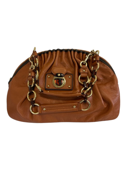 Marc Jacobs Tan & Brown Leather Zip Close Tortoise detail Pleated Accordian Bag Tan & Brown / Medium