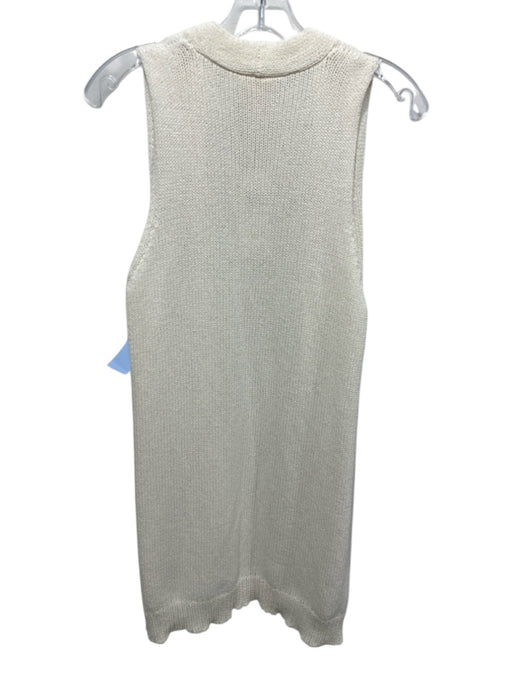 Eileen Fisher Size M Cream Cotton Blend Knit Open Front Sleeveless Cardigan Cream / M