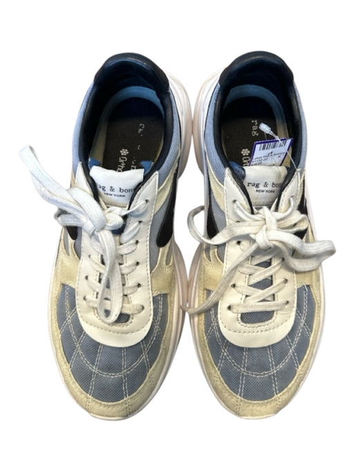Rag & Bone Shoe Size 38 Taupe & Gray Leather & Canvas Platform Athletic Sneakers Taupe & Gray / 38