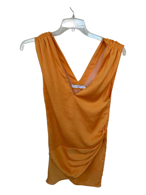 IRO Size 36 Orange Polyester Sleeveless Gathered V Neck Dress Orange / 36