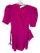 Black Halo Size 2 Magenta Polyamid Short Sleeve V Neck Belted Romper Magenta / 2