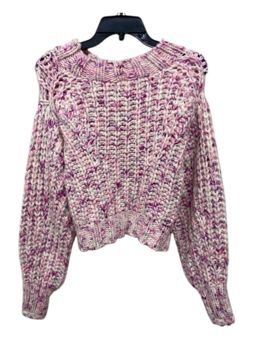 Loveshackfancy Size P Pink & White Baby Alpaca Blend Cable Knit Crop Sweater Pink & White / P