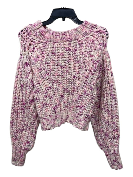 Loveshackfancy Size P Pink & White Baby Alpaca Blend Cable Knit Crop Sweater Pink & White / P