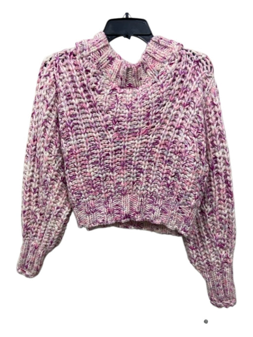 Loveshackfancy Size P Pink & White Baby Alpaca Blend Cable Knit Crop Sweater Pink & White / P