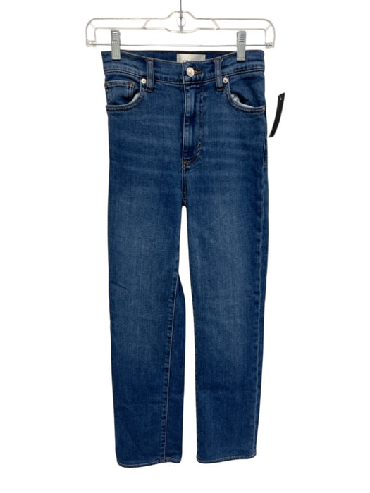 Frame Size 23 Blue Cotton Blend Zip & Button Whiskering Straight mid rise Jeans Blue / 23