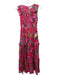 Banjanan Size XS Pink & Multi Cotton Keyhole Back Sleeveless Ruffles Dress Pink & Multi / XS