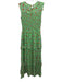 Banjanan Size XS Green & Red Cotton floral print Smocked Bodice Sleeveless Dress Green & Red / XS