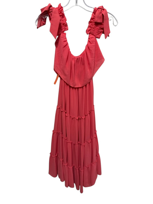 Misa Size XS Salmon Polyester Off Shoulder Bow Shoulders Midi Top Salmon / XS
