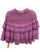 Sea New York Size 0 Purple Cotton Open Knit Tiered Long Sleeve Top Purple / 0