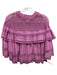 Sea New York Size 0 Purple Cotton Open Knit Tiered Long Sleeve Top Purple / 0