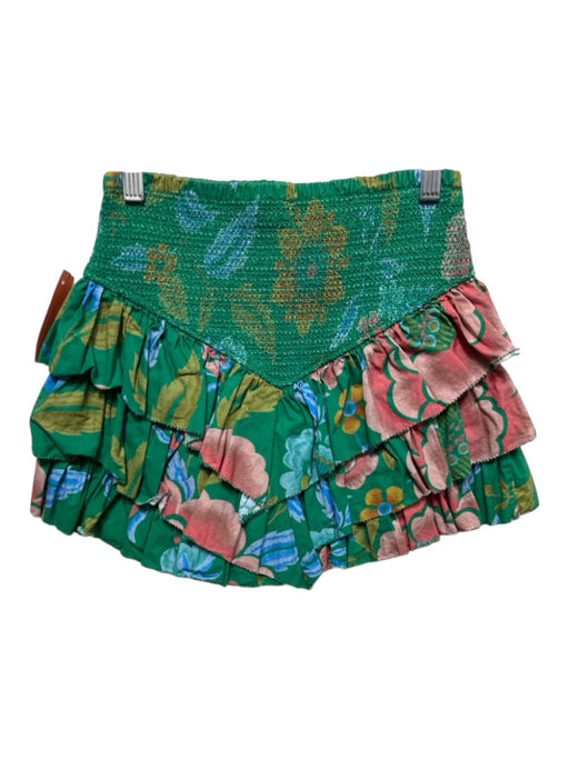 Love The Label Size S Green Cotton Smocked Waist Band Tiered Skirt Mini Skirt Green / S