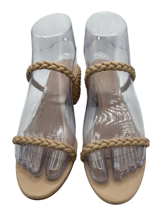 Saks Fifth Ave Shoe Size 36 Tan Leather open toe Block Heel Braided Band Sandals Tan / 36