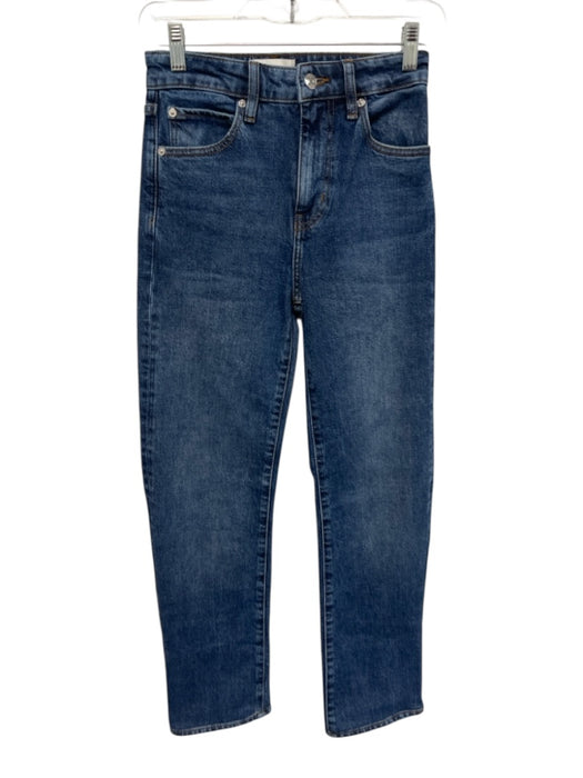 Frame Size 23 Blue Cotton Blend Zip & Button Whiskering Faded mid rise Jeans Blue / 23