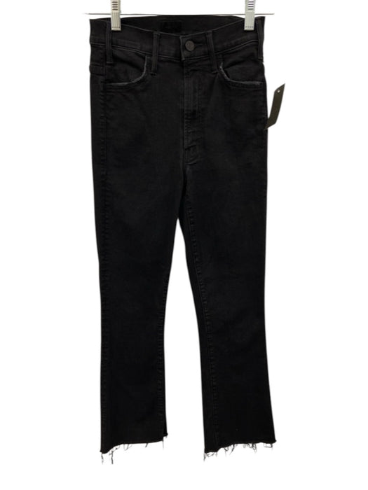 Mother Size 23 Black Cotton Blend Zip & Button Distressed Frayed Hem Jeans Black / 23