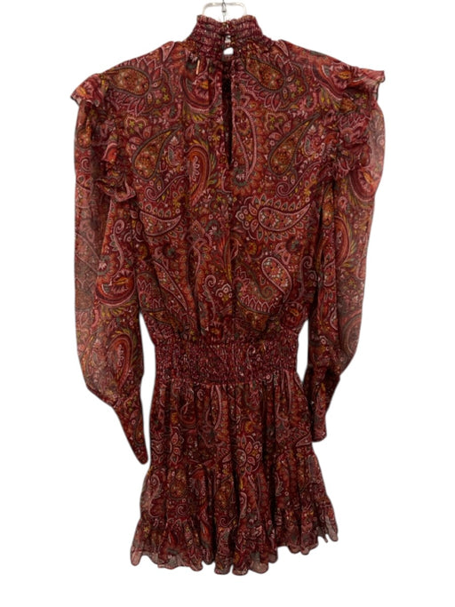 Misa Size XS Red Multi Polyester Mini Paisley Keyhole Back Dress Red Multi / XS