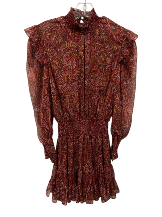 Misa Size XS Red Multi Polyester Mini Paisley Keyhole Back Dress Red Multi / XS