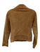 The Kooples Size XXS Brown Goat Leather Zip Front Long Sleeve Peak Lapels Jacket Brown / XXS