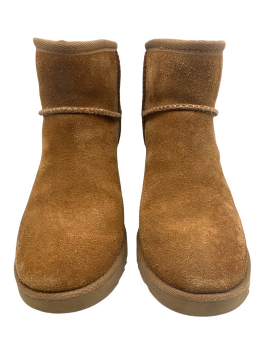 Ugg Shoe Size 6 Brown Leather & Synthetic Fleece Lined Slip On Boots Brown / 6