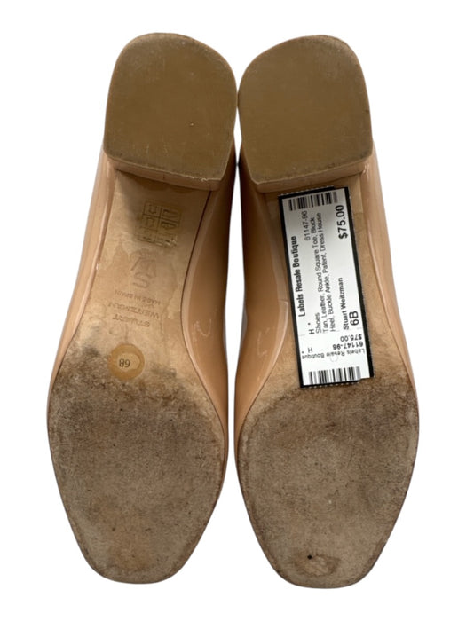 Stuart Weitzman Shoe Size 6B Tan Leather Round Square Toe Block Heel Shoes Tan / 6B