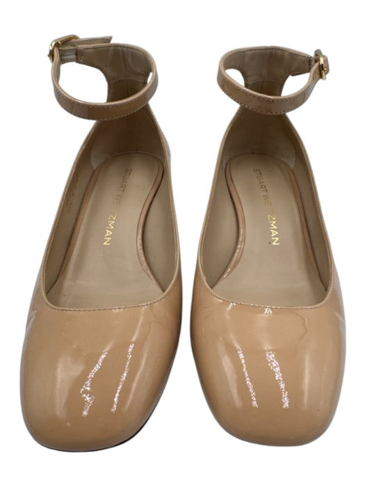 Stuart Weitzman Shoe Size 6B Tan Leather Round Square Toe Block Heel Shoes Tan / 6B