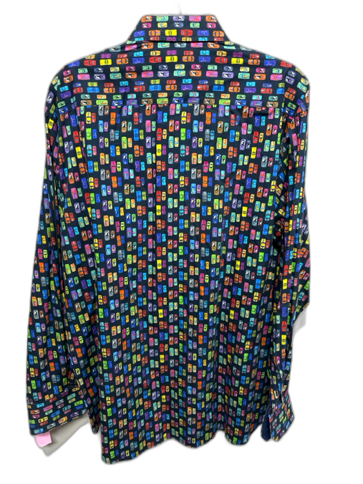 Bugatchi Size XXL Blue & Multi Cotton Cars Button up Men's Long Sleeve Shirt Blue & Multi / XXL